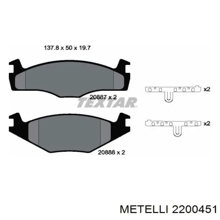 22-0045-1 Metelli pastillas de freno delanteras