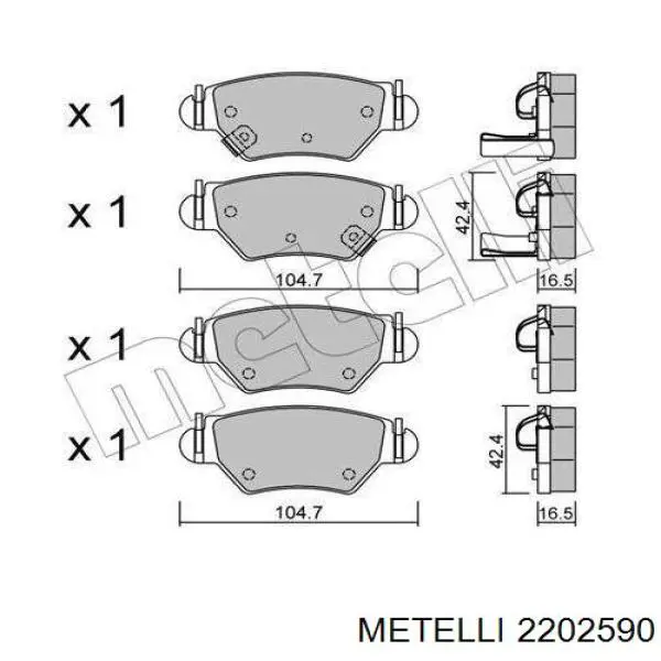 22-0259-0 Metelli pastillas de freno traseras