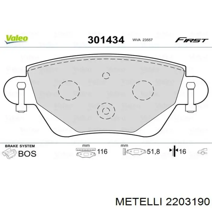 22-0319-0 Metelli pastillas de freno traseras