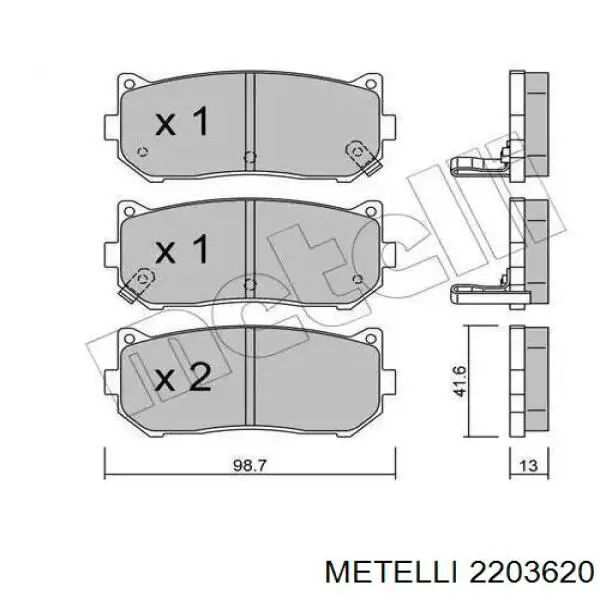 22-0362-0 Metelli pastillas de freno traseras