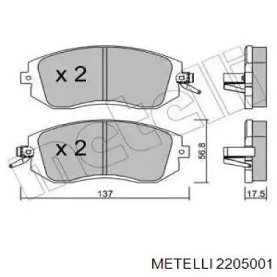 22-0500-1 Metelli pastillas de freno delanteras