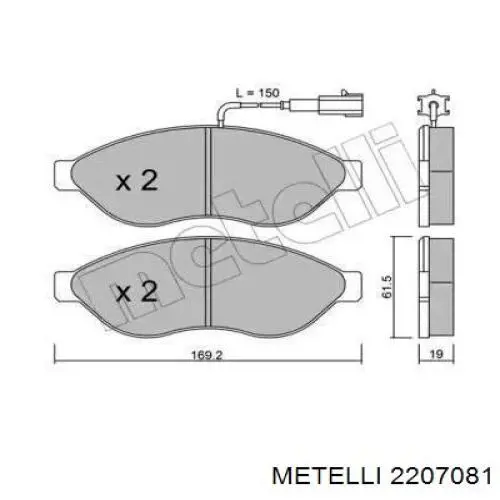 2207081 Metelli pastillas de freno delanteras