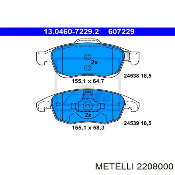 22-0800-0 Metelli pastillas de freno delanteras