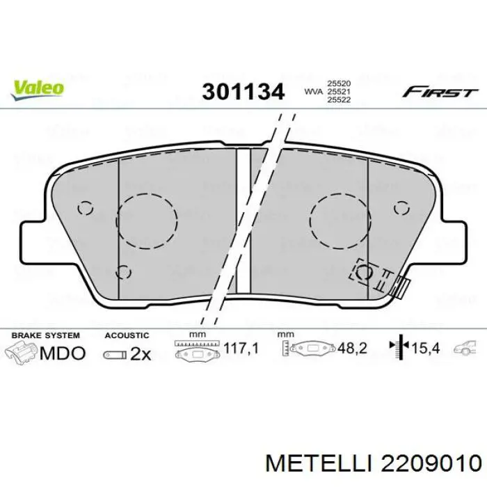 22-0901-0 Metelli pastillas de freno traseras