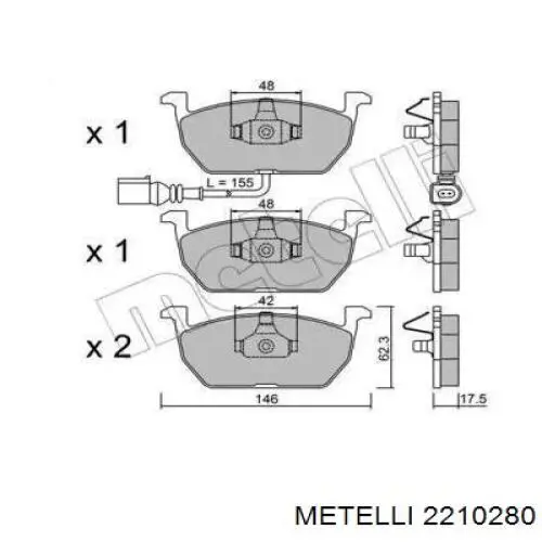 22-1028-0 Metelli pastillas de freno delanteras