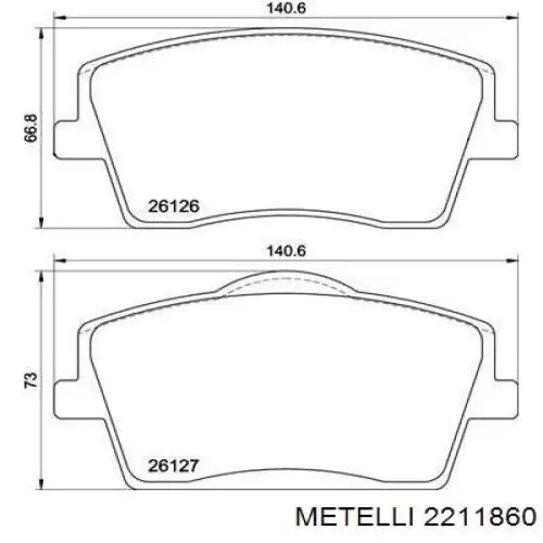 22-1186-0 Metelli pastillas de freno delanteras