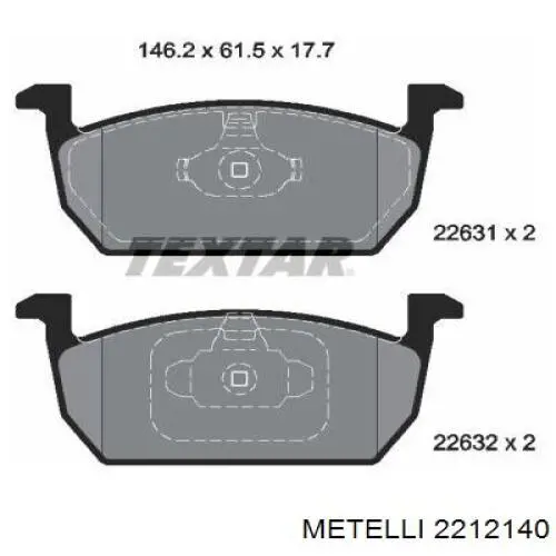 22-1214-0 Metelli pastillas de freno delanteras