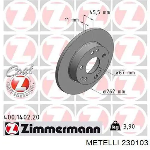 23-0103 Metelli freno de disco delantero