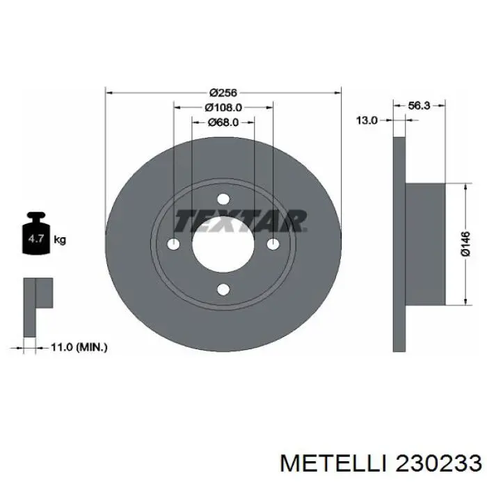 23-0233 Metelli freno de disco delantero