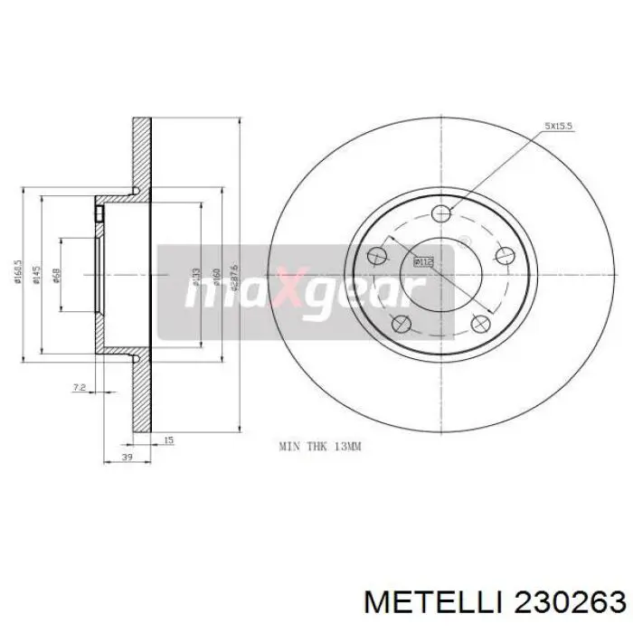 23-0263 Metelli freno de disco delantero