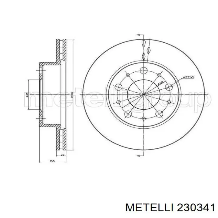 23-0341 Metelli freno de disco delantero