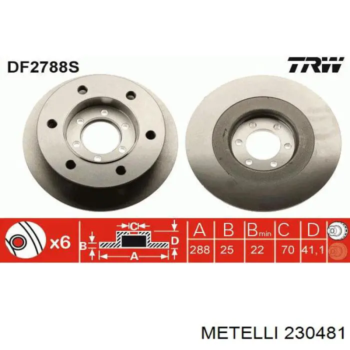 23-0481 Metelli freno de disco delantero