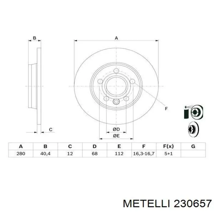 23-0657 Metelli disco de freno trasero