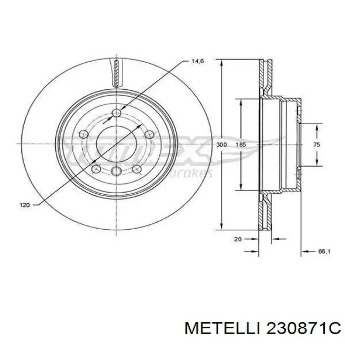 23-0871C Metelli disco de freno trasero