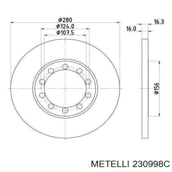 23-0998C Metelli disco de freno trasero