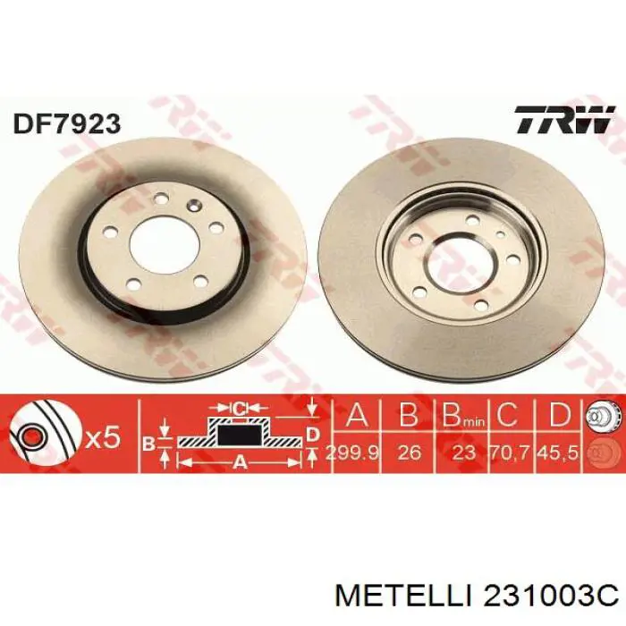 23-1003C Metelli freno de disco delantero