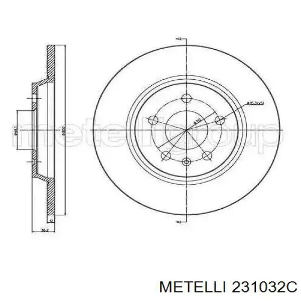 23-1032C Metelli disco de freno trasero