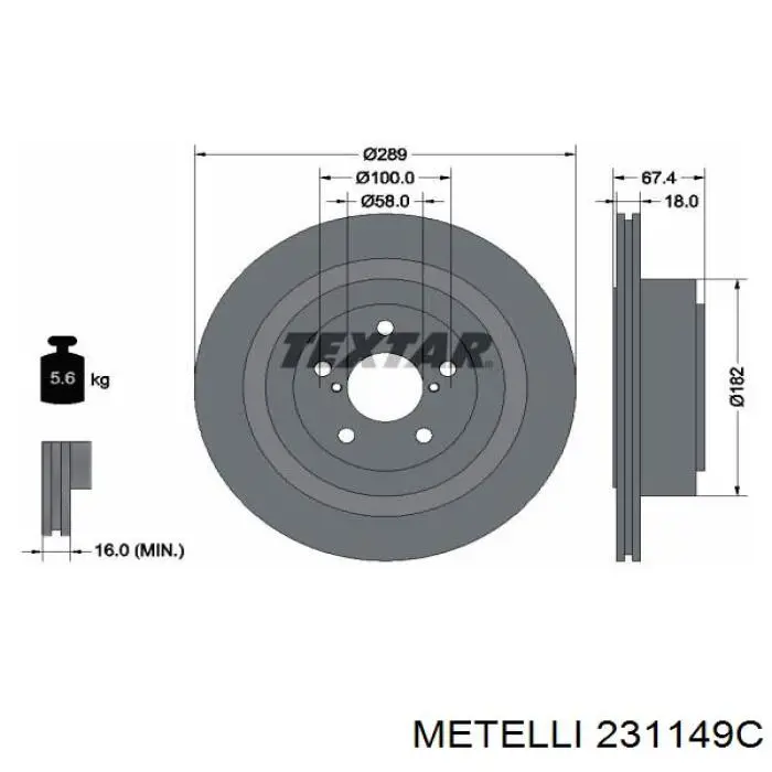 23-1149C Metelli disco de freno trasero