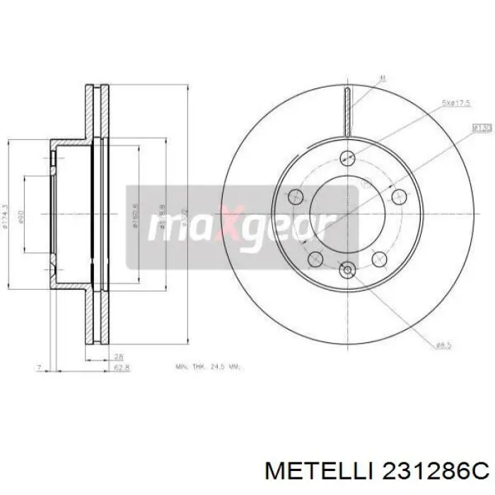 23-1286C Metelli freno de disco delantero