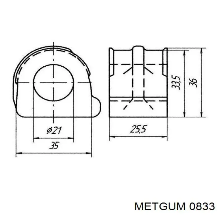 0833 Metgum casquillo de barra estabilizadora delantera