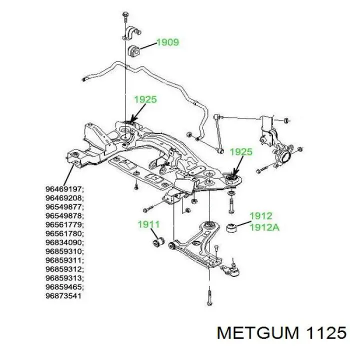 1125 Metgum silentblock trasero de ballesta trasera