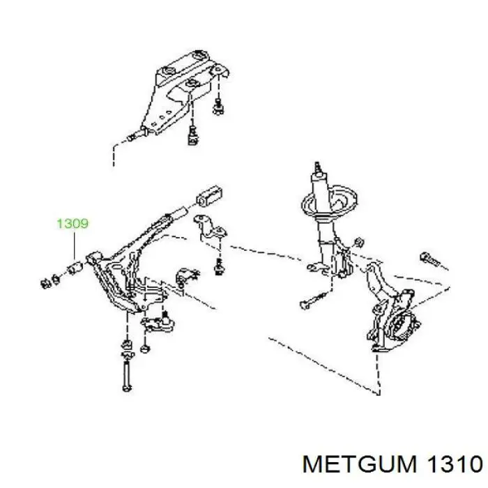 1310 Metgum silentblock de suspensión delantero inferior