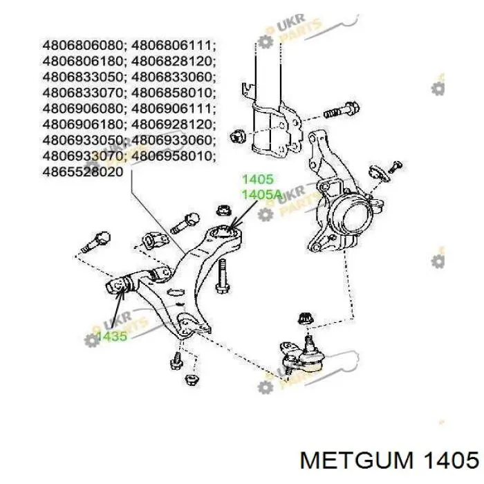 1405 Metgum silentblock de suspensión delantero inferior