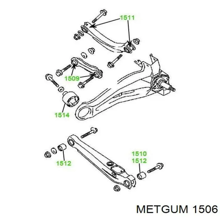 1506 Metgum casquillo de barra estabilizadora delantera