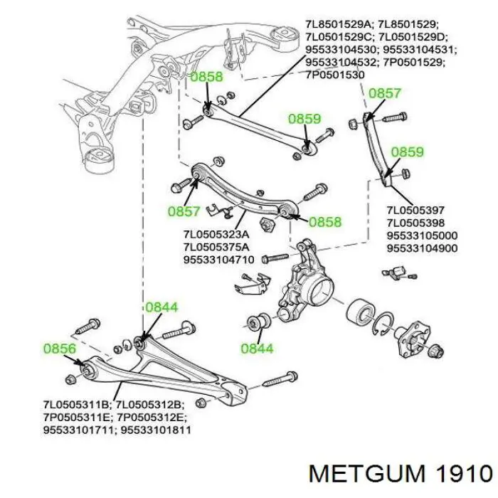 1910 Metgum casquillo de barra estabilizadora trasera