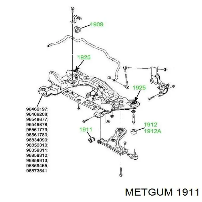 1911 Metgum silentblock de suspensión delantero inferior