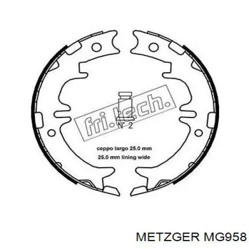 MG 958 Metzger juego de zapatas de frenos, freno de estacionamiento