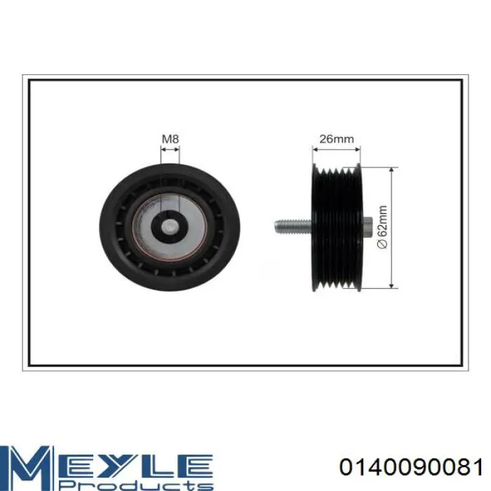 0140090081 Meyle polea inversión / guía, correa poli v
