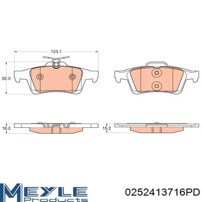 0252413716PD Meyle pastillas de freno traseras