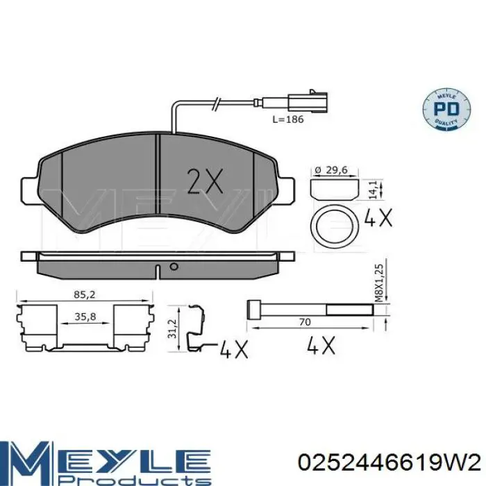 0252446619W2 Meyle pastillas de freno delanteras