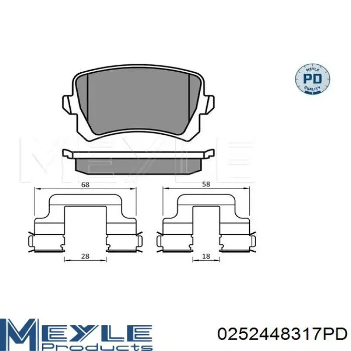 0252448317PD Meyle pastillas de freno traseras