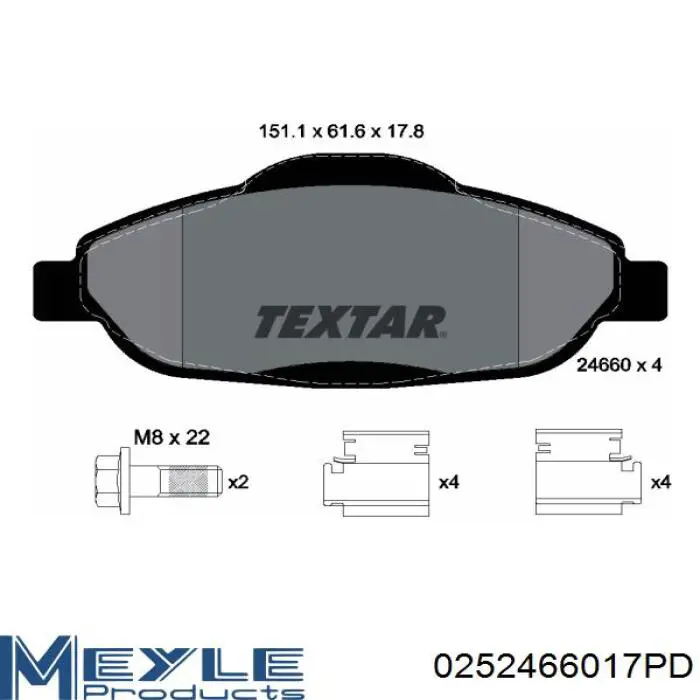 0252466017PD Meyle pastillas de freno delanteras