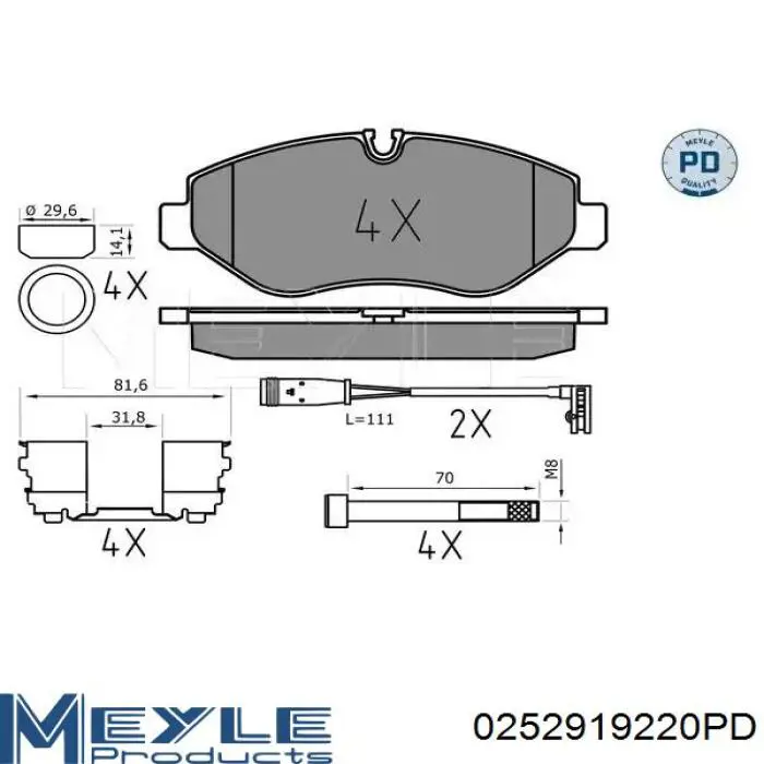 0252919220PD Meyle pastillas de freno delanteras