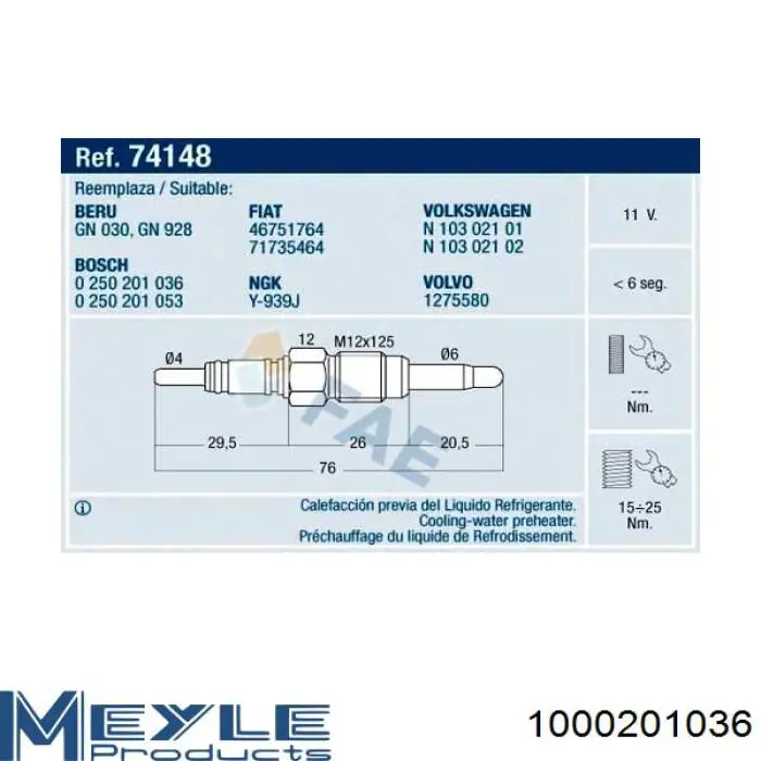  Bujía de incandescencia para Seat Toledo 2 