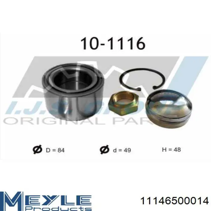 11-14 650 0014 Meyle cojinete de rueda delantero