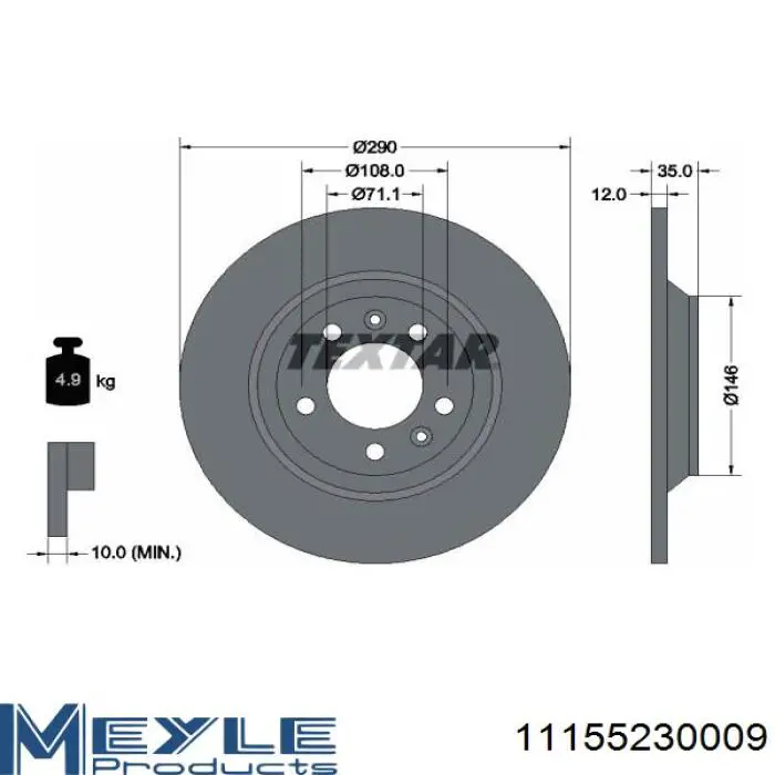  Disco de freno trasero para Peugeot 508 