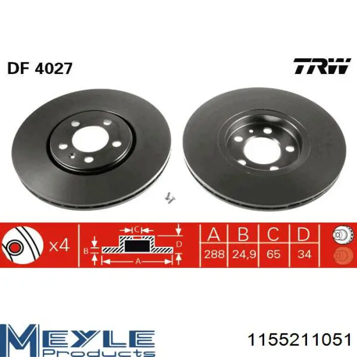  Freno de disco delantero para Mercedes C W201