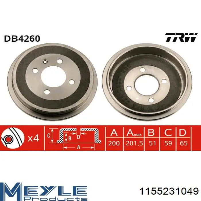  Freno de tambor trasero para Vortex Corda 