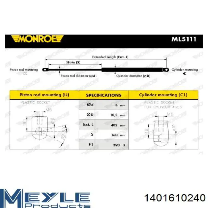  Amortiguador de maletero para Audi 100 4A, C4