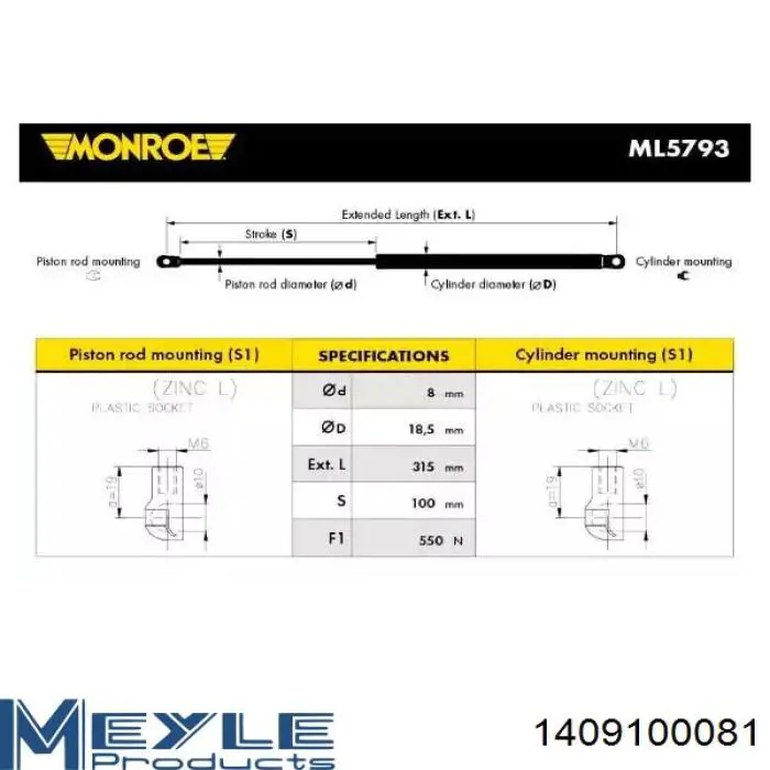  Amortiguador Para Porton Trasero (3/5 Puertas Traseras (Lisas) para Volkswagen Touareg 1 