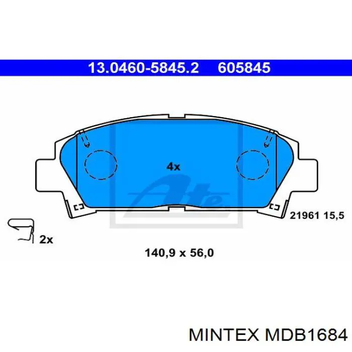 MDB1684 Mintex pastillas de freno delanteras