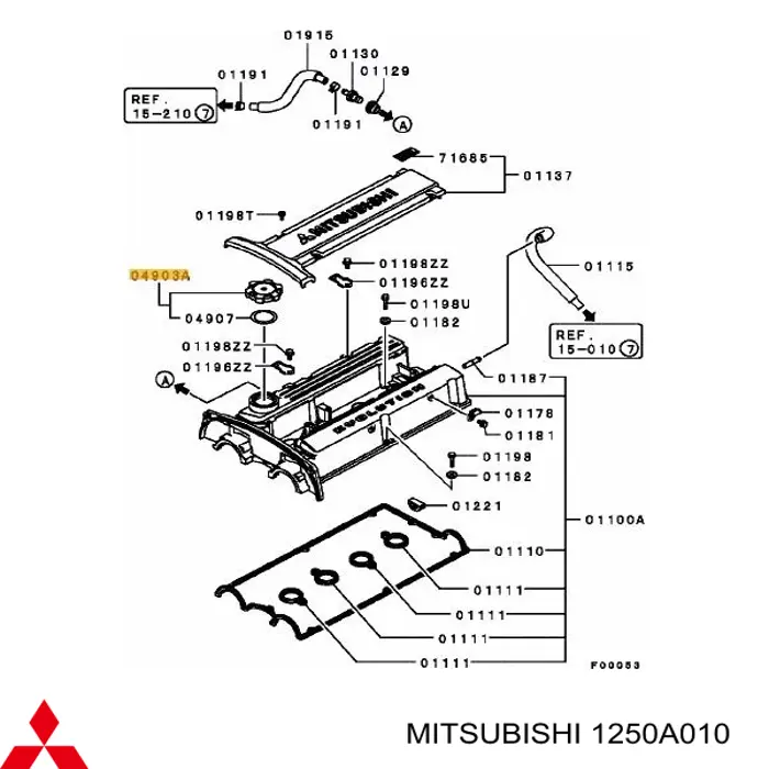 1250A010 Mitsubishi tapa de tubo de llenado de aceite