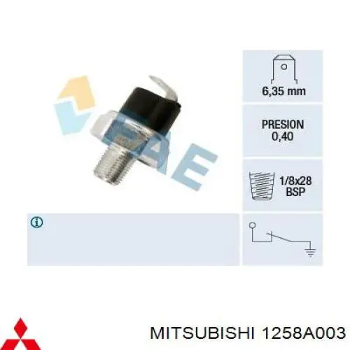 1258A003 Mitsubishi indicador, presión del aceite