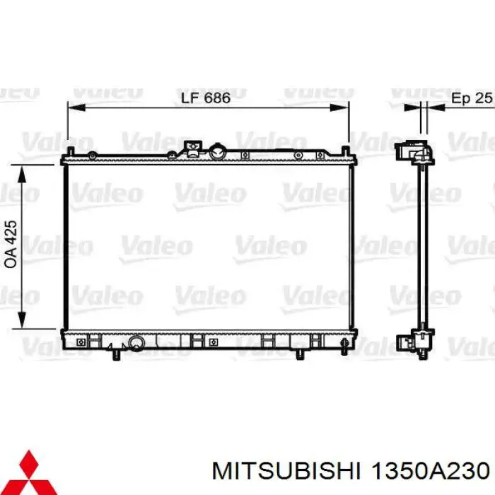 1350A230 Mitsubishi radiador refrigeración del motor