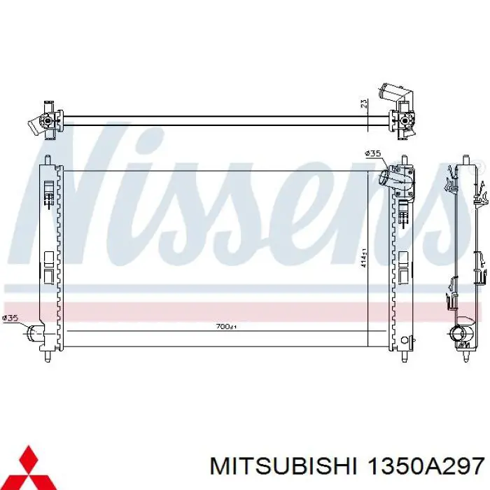 1350A297 Mitsubishi radiador refrigeración del motor