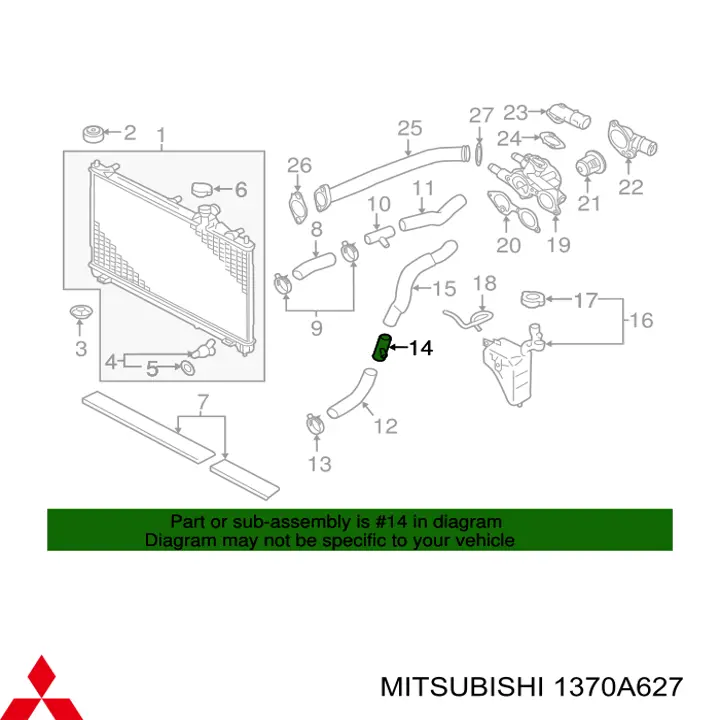  Brida del sistema de refrigeración (triple) para Mitsubishi ASX GA